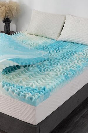 3 Inch 5-Zone Twin Memory Foam Mattress Topper, Gel Infused Foam Mattress Topper for Pressure Relief, CertiPUR-US Certified Twin Bed Topper,Blue, 38"×75"