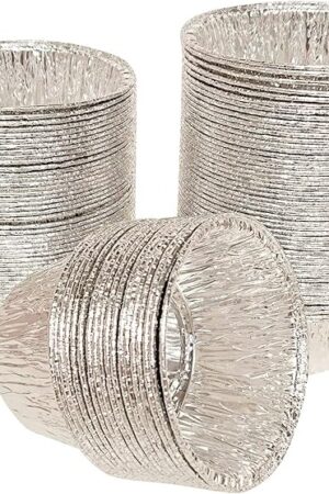 2 Oz Disposable Baking Cups Tins Foil Pans Cups 70 mL Aluminum Foil Cupcake Bowl Pans for Baking, Roasting, 100Pcs.