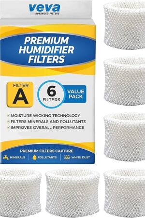 VEVA 6 Pack Premium Humidifier Filters Replacement for Honeywell Filter A, HAC-504, HAC-504AW, HCM 350 and Other Cool Mist Models