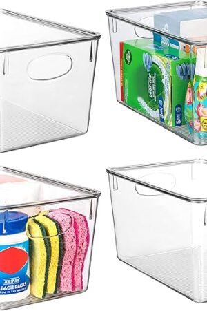 ClearSpace Plastic Storage Bins With lids, 4 Pack – Perfect Pantry Organization and Storage – Fridge Organizer, Pantry Storage Containers and Storage Bins, Cabinet Organizers