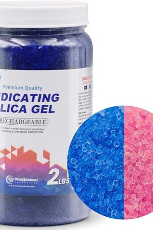 2 LBS Blue to Pink Indicating Silica Gel Beads, Reusable Silica Gel Desiccant Dehumidifier