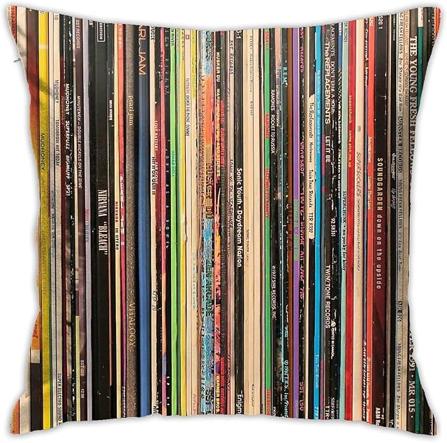 Classic Alternative Rock Records Square Pillow Case Throw Pillow Covers Decorative Pillowcase Cushion Cover with Car Couch Sofa Chair Bed Living Room 18x18 Inch