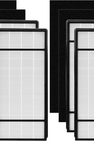 4 Pack HRF-H1 HRF-H2 True HEPA Replacement Filter H Compatible with Honeywell HPA050 HPA150 HPA060 HPA160 HHT055 HHT155 with 4 Pack HRF-B1 Activated Carbon Pre-Filters