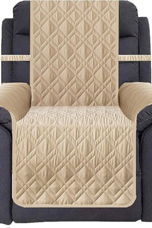 Ameritex Waterproof Nonslip Recliner Cover Stay in Place, Dog Chair Cover Furniture Protector, Ideal Recliner Slipcovers for Pets and Kids (Beige, 23")