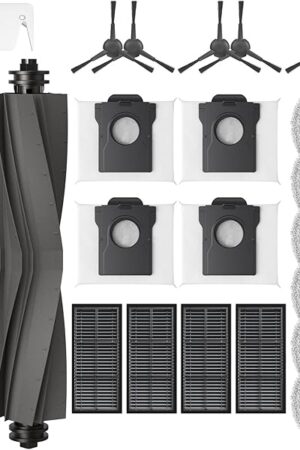 23 Pcs Replacement Parts for Dreame L10s Ultra Gen 2/ L10s Pro Ultra Heat/ X30 Ultra/Mova E30 Ultra Robot Vacuum and Mop, 2 Main Brush, 6 Mop Pads, 4 Dust Bags, 4 Filters, 6 Side Brush, 1 Clean Brush
