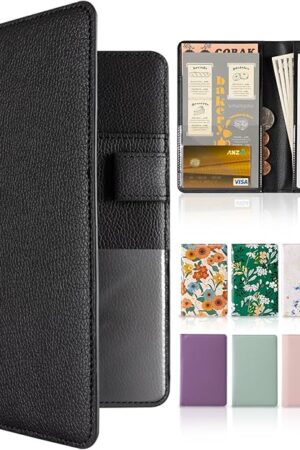 CoBak Server Book – Compact Organizer with Clear and Money Pockets, Pen Holder, Fits Apron Perfectly, Leather Waitress Book