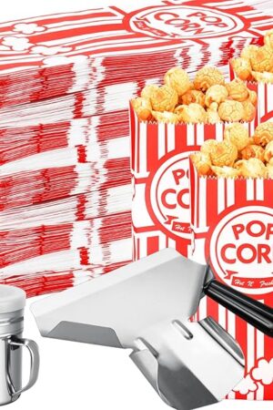 202 Pcs Popcorn Bags with Popcorn Scoop and Salt Shaker,1 oz Small Pop Corn Bags Popcorn Bags Individual Servings for Popcorn Machine Supplies Party Movie Night Theater