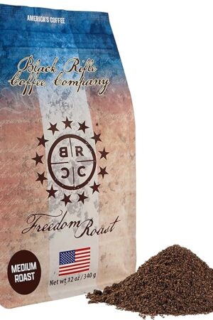 Black Rifle Coffee Company Ground Coffee Medium Roast - Roasted Blend Made from Pure Arabica Beans - Colombian & Brazilian Beans - Veteran Founded & American Made (Freedom Roast, 12oz Bag)