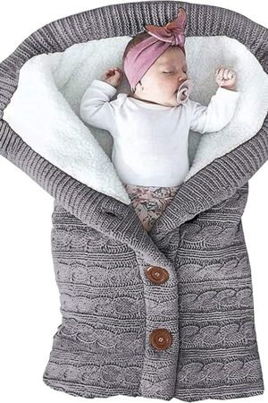 XMWEALTHY Unisex Infant Swaddle Blankets Soft Thick Fleece Knit Baby Girls Boys Stroller Wraps (Baby Grey1)