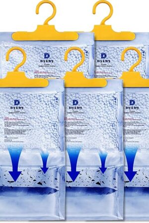 Dry & Dry 5 Pack Moisture Absorbers - Dehumidifiers for Home, Basement & Bedroom