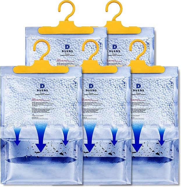Dry & Dry 5 Pack Moisture Absorbers - Dehumidifiers for Home, Basement & Bedroom