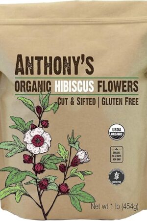 Anthony's Organic Hibiscus Flowers, 1 lb, Cut & Sifted | Gluten Free | Non GMO | Non Irradiated | Keto Friendly