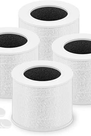 Core Mini Replacement Filter for LEVOIT Core Mini and Core Mini-P Air Purifier, 3-in-1 H13 Grade True HEPA and High-Efficiency Activated Carbon, Core Mini-RF, 4 Filter & 10 Fragrance Sponge