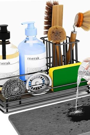 Yofidra Metal Stainless Steel Kitchen Sink Caddy Dish Sponge Holder Basket 9.5" X 5.5" X 5.7"