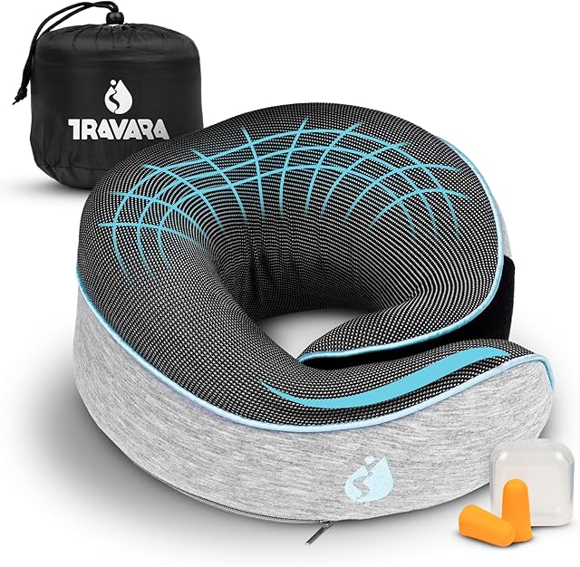 Neck Pillow Airplane - Travel Neck Pillow - Airplane Pillow with 360° Memory Foam Neck Support - Travel Pillow for Sleeping - Travel Pillows for Airplanes