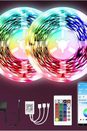dalattin Led Lights for Bedroom 130ft(2 Rolls of 65.6ft), Led Lighting with Remote&App Control, Color Changing Led Lights for Room, RGB Led Strip Lights Music Sync, Easter Home Decor, 24V Power Supply