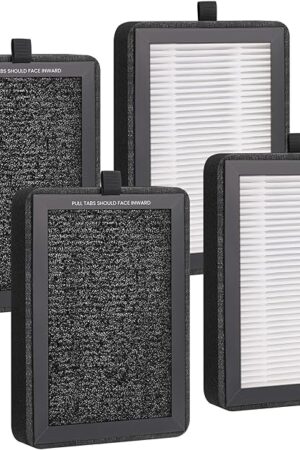 4 Pack LV-H128 Replacement Filter for Levoit Air Purifier, Compatible with LV-H128 / PUURVSAS (HM669A) / ROVACS (RV60) Air Purifier, 3 in 1 True HEPA Filtration System