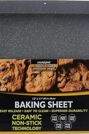 casaWare Toaster Oven 12 x 11-Inch Baking Sheet with a 1.5-Inch Handle (Silver Granite)