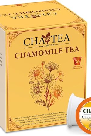 Cha4Tea 36-Count Pure Camomile Herbal Tea Pods Compatible with Keurig Brewers - Bedtime/Sleep-well/Nightly Calm/Relaxing Tea