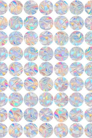81 Pieces Circle Window Decals for Bird Strikes - Anti-Collision Clings to Save Birds,Non Adhesive Vinyl Rainbow Suncatch Stickers, Easy Remove No Residue and Reusable