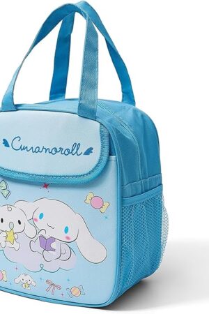 Cartoon Insulated Lunch Bags,Reusable Insulated Lunch Box, Leakproof Lunch Tote Bag, Easy To Clean Picnic Box Bento Bag, for Women Men Office Hiking Outdoor (Blue)