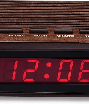 Westclox Retro Wood Style Easy To Read Super Bright Small Night Table Ascending Alarm Clock 22690.