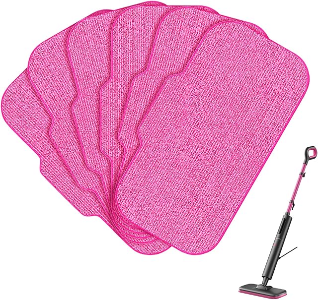 Schenley 6-Pack Microfiber Pads for Steam Mop Cleaner, Washable and Reusable Replacement Mop Pads, Accessories Compatible with Schenley Steam Mop SLFCSM054