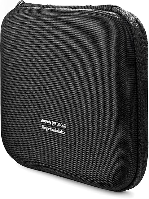alavisxf xx CD Case, 28 Capacity EVA Protective DVD Case Portable Zipper CD Case Holder Disc Storage Organizer Wallet Bag for Car Home Travel (28 Capacity, Black28)