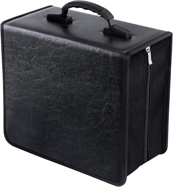 CD/DVD Case Binder - 400 Capacity Disc Storage Holder, Black PU Binder