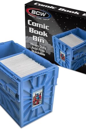 BCW Short Comic Book Bin | Holds 150 Comics | Stackable Plastic Storage | Acid-Free Organizer | Blue, Single