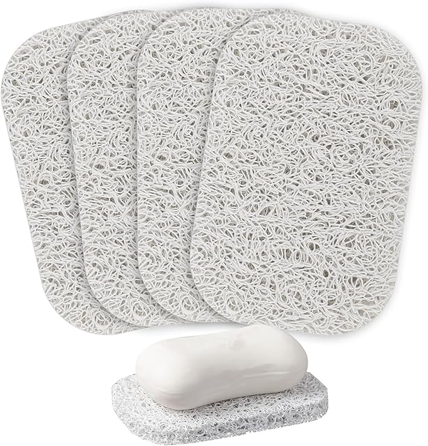 4PCS White Soap Holder PadBPA-Free Savers Pads for Soap Dish,Easy to Clean Soap Lifting Pads Suitable for Shower Kitchen Bathroom Bathroom Travel Hotel Cleaning Products