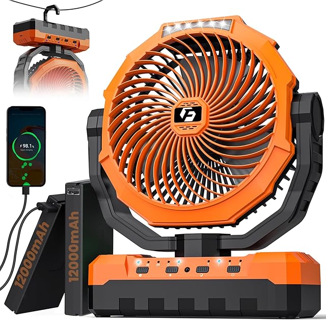 Camping Fan 9-Inch Battery Operated Fan USB Table Fan