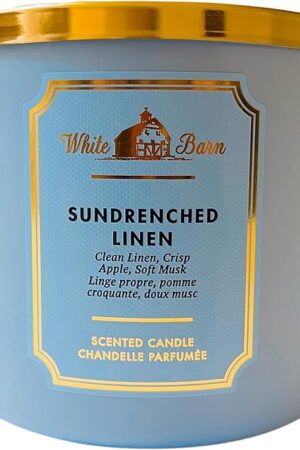 Bath & Body Works, White Barn 3-Wick Candle w/Essential Oils - 14.5 oz - New Core Scents! (Sundrenched Linen)