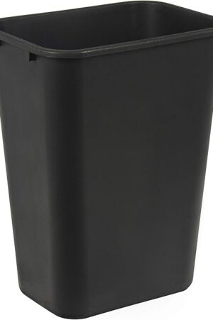 Amazon Basics Trash Can, Rectangular Commercial Office Wastebasket, 10 Gallon (Pack Of 1), Black (Previously AmazonCommercial brand)