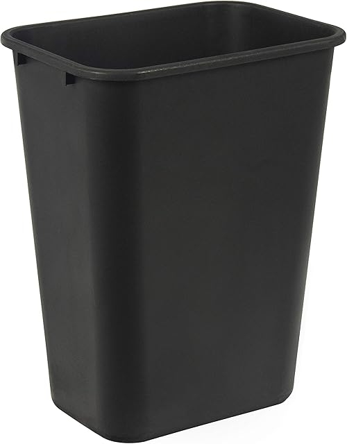Amazon Basics Trash Can, Rectangular Commercial Office Wastebasket, 10 Gallon (Pack Of 1), Black (Previously AmazonCommercial brand)