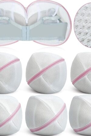 6 Pieces Bra Washing Bag for Laundry Mesh Wash Lingerie Underwear Brassiere Washing Bags with Zipper for Women Laundry Storage(Gray)