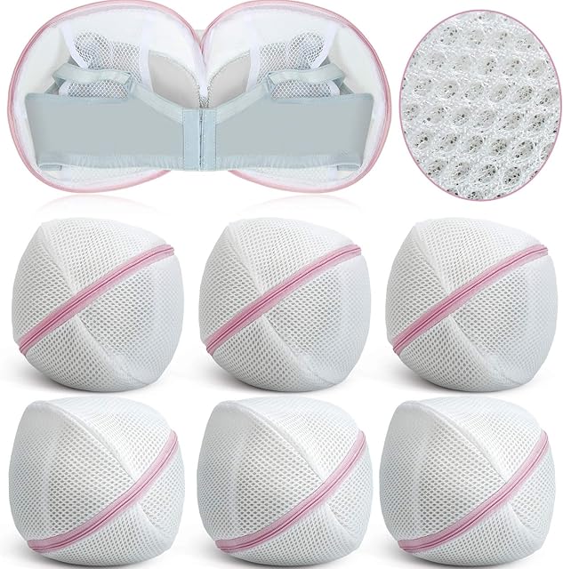 6 Pieces Bra Washing Bag for Laundry Mesh Wash Lingerie Underwear Brassiere Washing Bags with Zipper for Women Laundry Storage(Gray)