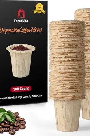 Disposable Coffee Filters for My K-Cup, K-Carafe, Cuisinart SS-RFC and Other Large Reusable Filter Cups (Unbleached 100 Count)