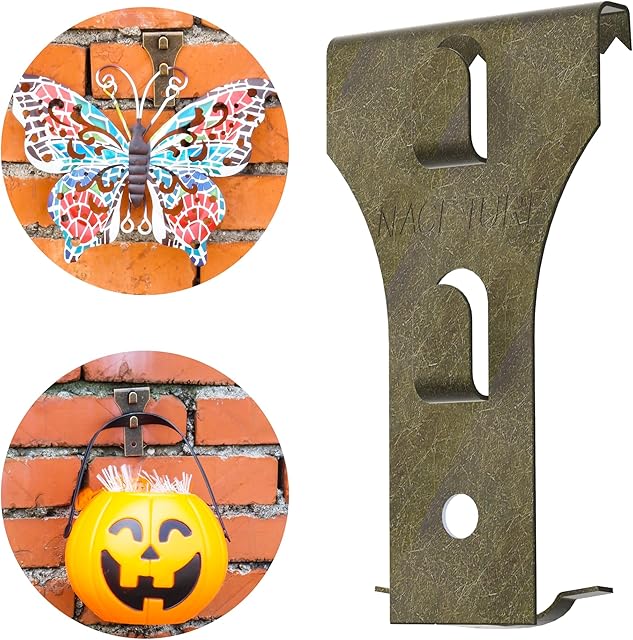 Brick Hook Clips (4 Pack) – Installed Require More Than 1/8? Brick Wall Cement Gap., Fits 2-1/4 to 2-2/5 Inch Bricks Outdoor Brick Hangers Wall Clips for Hanging - Mounting to Brick Without Drilling