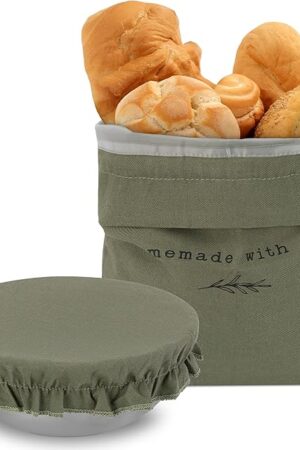 Beautiful Linen Bread Bag and Proofing Cover For Homemade Sourdough Bread - Keeps Your Loaf Fresh for Days - Reusable and Easy to Clean Storage Bag, The Perfect Baking Accessories