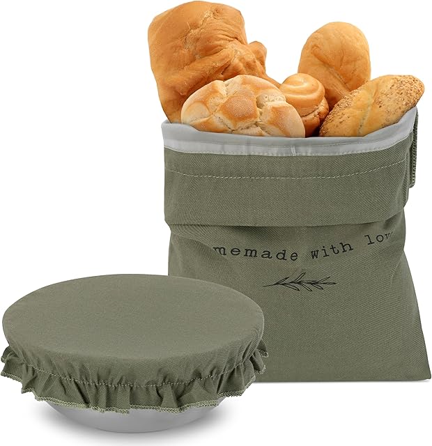 Beautiful Linen Bread Bag and Proofing Cover For Homemade Sourdough Bread - Keeps Your Loaf Fresh for Days - Reusable and Easy to Clean Storage Bag, The Perfect Baking Accessories