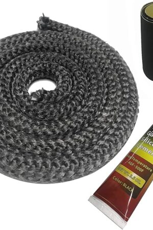 Wood Stove Gasket, 7/8" Wood Stove Door Gasket Kit, Gasket Rope Replacement for Stove or Fireplace Doors, Grey Color Fiberglass Gasket