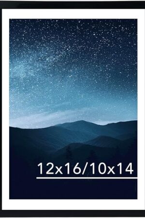 12x16 Black Picture Frame for 30 x 40cm Diamond Painting Art, Display Photo 12 x 16 or 10 x 14 Without Mat, Wall Hanging Large Diamond Painting Frames with Plexiglass