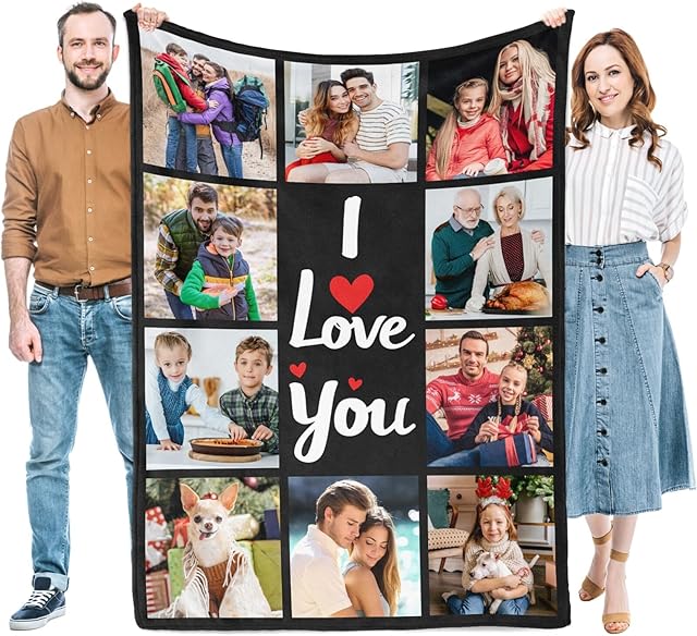 Custom Blankets with Photos, Personalized Blanket with Picture, Customized Blanket, Photo Blankets Customize,Personalized Gifts for Women Mom Dad Baby Kid Girlfriend Boyfriend Couple Mothers day