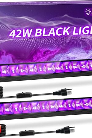 42W Black Light Bar for Glow Party, LED Black Lights with 6ft Cord, Plug, and Switch, Blacklight Bar for Glow in The Dark Party Supplies, Stage Lighting, Neon Party, Halloween Decorations, 2 Pack