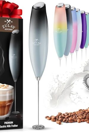 Zulay Powerful Milk Frother for Coffee with Powerful Motor - Handheld Frother Electric Whisk, Milk Foamer, Mini Mixer and Coffee Blender Frother for Frappe, Latte, Matcha, No Stand - Storm