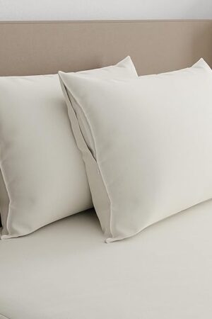 AllerEase Organically Grown Soft Cotton Allergy Defense Zippered Pillow Protector- Standard/Queen- 2 Pack