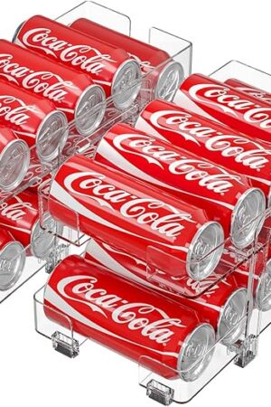 2 Pack Adjustable Soda Can Organizer,Expandable 2 Tier Gravity Beverage Drink Dispenser for Mini Fridge,Rolling Pop Can Storage for Refrigerator,Mini and Tall Skinny Can Holder for Pantry