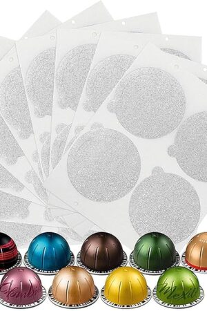 Aluminum Foils Lids Seals for Nespresso Vertuo Pods, 100Pcs Reusable Nespresso Capsules Coffee Pods Cover Seals, Compatible with Nespresso Vertuoline Vertuo (61mm, Gray)