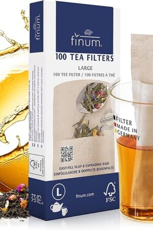Disposable Paper Tea Filter Bags for Loose Tea, Brown, Large, 100 Count